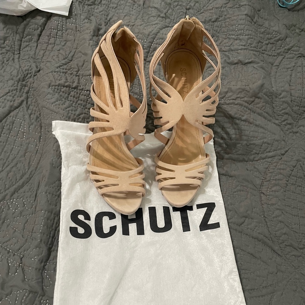 Schutz  suede platform caged sandals size 10